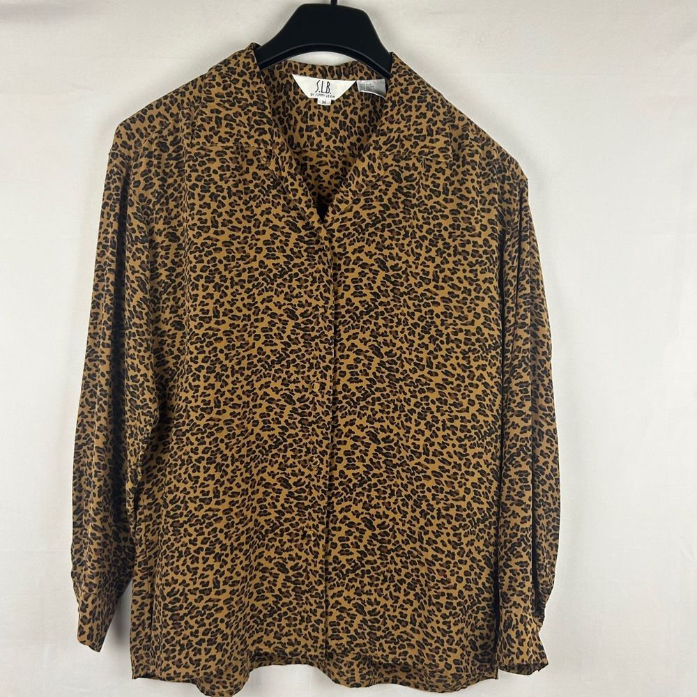 Vintage SLB leopard silk blouse shirt size M
